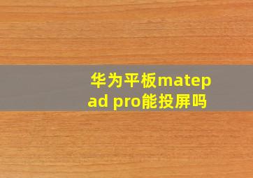 华为平板matepad pro能投屏吗